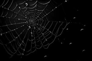 spiderweb with black background overlay, cobweb design element, ai generated photo