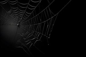 spider web with black background, white spiderweb, ai generated photo