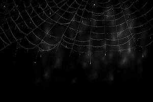 spiderweb with dark background, white spiderweb, ai generated photo