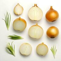 Onion Slices Decorative Arrangement from Above, ai generated photo