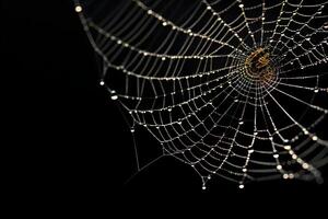 spiderweb overlay black background, cobweb design element, photo