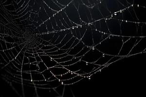 spiderweb with dark background, spooky horror design element, photo