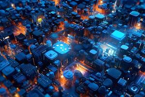 Glowing IoT Abstract Background, photo