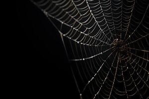 araña web cubrir, dorado brillante luz, ai generado foto