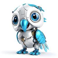 linda pequeño loro pájaro robot, ai generativo foto