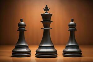 Different chess piece on a solid color background. ai generative photo
