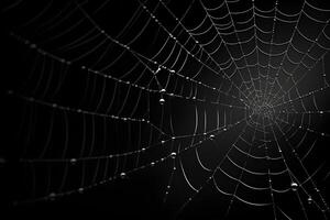 spiderweb overlay black background, cobweb element, ai generated photo