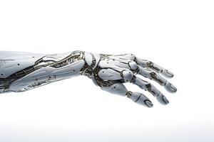 Technology Concept Robotic Hand on White, ai generated photo