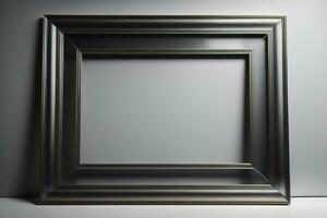 Glass picture frame on a solid color background. ai generative photo