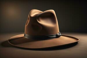 Cowboy hat on a wooden table. ai generative photo