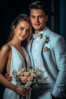 Ai Generative Photo portrait of a couple on wedding day