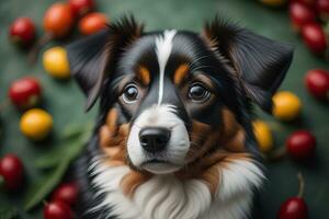 Portrait of a cute dog on a colorful background. Studio shot. ai generative photo