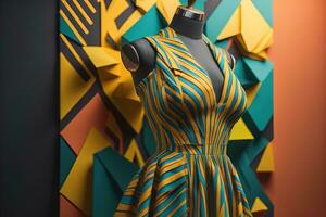 Women's dress on a mannequin in a fashion store. ai generative photo