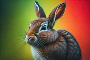 Easter bunny on a solid color background. ai generative photo