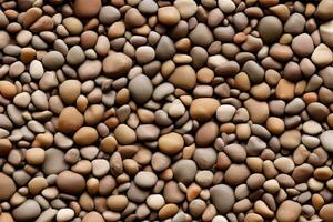 Smooth round pebbles texture background. Pebble sea beach close-up, dark wet pebble and gray dry pebble. High quality photo