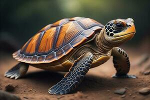 un mar Tortuga aislado en sólido color antecedentes. ai generativo foto