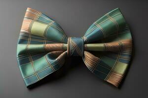 Beautiful and stylish bow tie on a solid colored background. ai generative photo