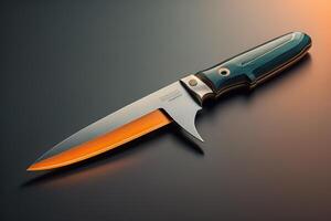 hunting knife on a black background. generative ai photo