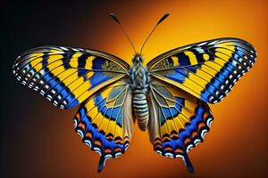 Butterfly Papilio machaon isolated on solid color background. ai generative photo