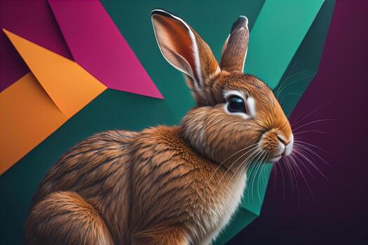 Rabbit on colorful background. photo