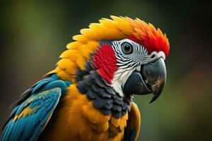 Portrait of a colorful macaw parrot. ai generative photo