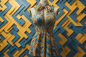 Women's dress on a mannequin in a fashion store. ai generative photo