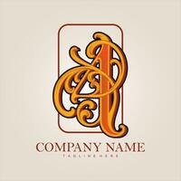 Vintage elegance gold number 4 monogram logo  vector illustrations for your work logo, merchandise t-shirt, stickers and label designs, poster, greeting cards advertising business company or brands.