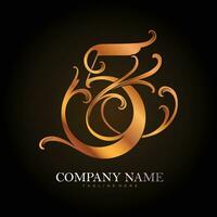 Vintage captivating gold floral number 5 monogram logo  vector illustrations for your work logo, merchandise t-shirt, stickers and label designs, poster, greeting cards advertising business company