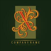 Vintage charm gold X letter monogram logo  vector illustrations for your work logo, merchandise t-shirt, stickers and label designs, poster, greeting cards advertising business company or brands.