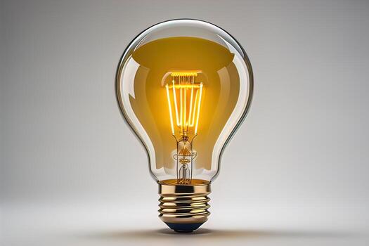 brillante vaso ligero bulbo en oscuro antecedentes. ai generativo foto