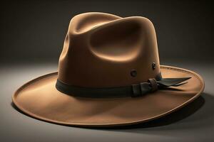 Cowboy hat on a wooden table. ai generative photo