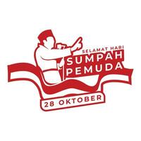 Sumah pemuda Oktober 28th logo design, Indonesian Youth hero declaration vector