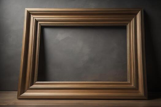 Glass picture frame on a solid color background. ai generative photo