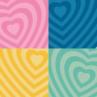 Cute Love Valentine Square Set of 4, Backgrounds for digital posters, social media and print vector