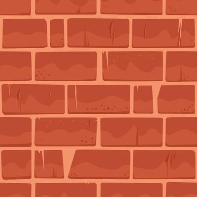 Cracked Red Brick Wall Texture, Aged Castle Old Background, Square Seamless Pattern