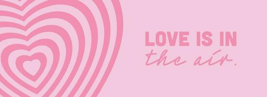 Valentines Day Design Template, Pink Background With Zoomed Hearts and Copy Space. Wide Image for Websites And Print Design vector