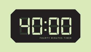 40 Min LCD Digital Clock, Showing Forty Minutes State. Cooking Time, Stopwatch, Countdown Indication vector