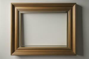 Glass picture frame on a solid color background. ai generative photo
