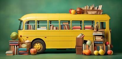School bus is full of books photo