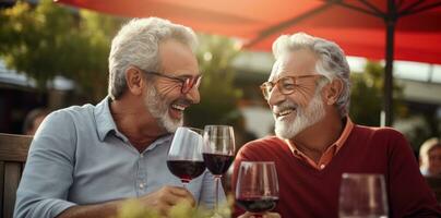 Smiling mans with wine photo