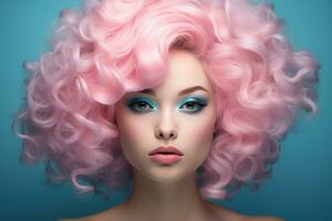 Model girl with pink hair photo