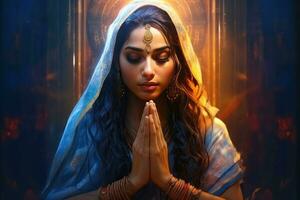 Woman in prayer pose photo