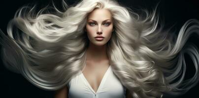 Beautiful woman with long white hair photo