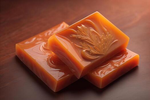 Soap bars on a colored background. ai generative photo