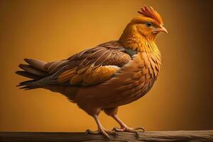 Colorful chicken on a solid color background, studio photo. ai generative photo