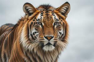 Portrait of a tiger on a solid color background. Close-up. ai generative photo