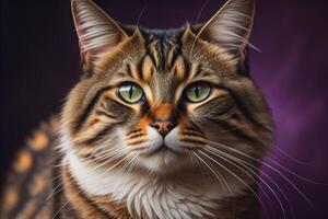 Portrait of a beautiful Maine Coon cat with green eyes. photo