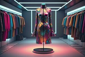 Futuristic fashion mannequin in the store. ai generative photo