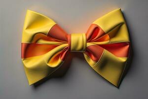 Beautiful and stylish bow tie on a solid colored background. ai generative photo