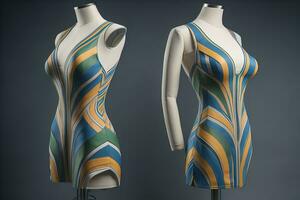 Women's dress on a mannequin in a fashion store. ai generative photo